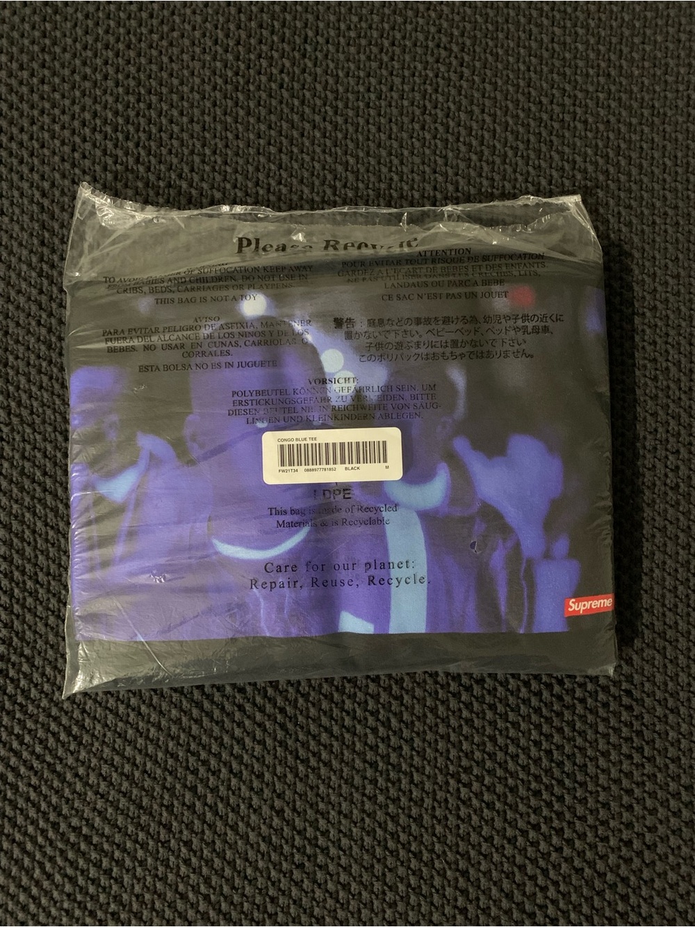 Supreme Belly Congo Blue Tee FW21 Black